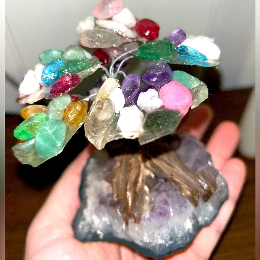 Amethyst Crystal Chip Tree Figurine Decor